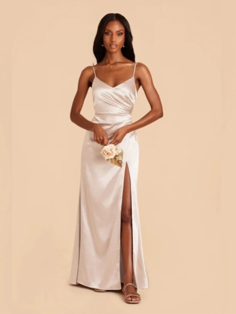 Birdy Grey Catherine Dress‎ Shiny Satin Champagne S